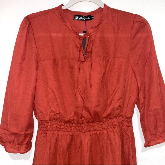 Allegra K vermillion midi dress - Picture 2 of 8